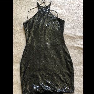 Black sequined mini dress